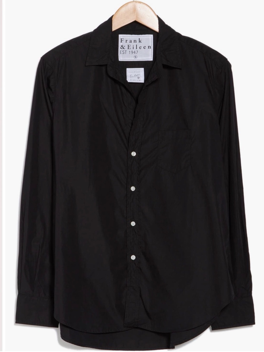 NWOT Frank & Eileen "Eileen" Button-Down Shirt in Italian Cotton, Black, XS